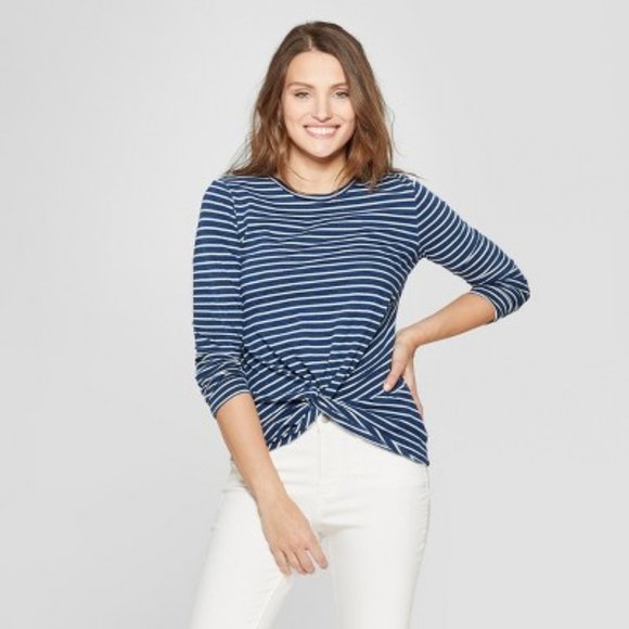 Universal Thread Tops - Universal Thread Long Sleeve Twist Front Tee